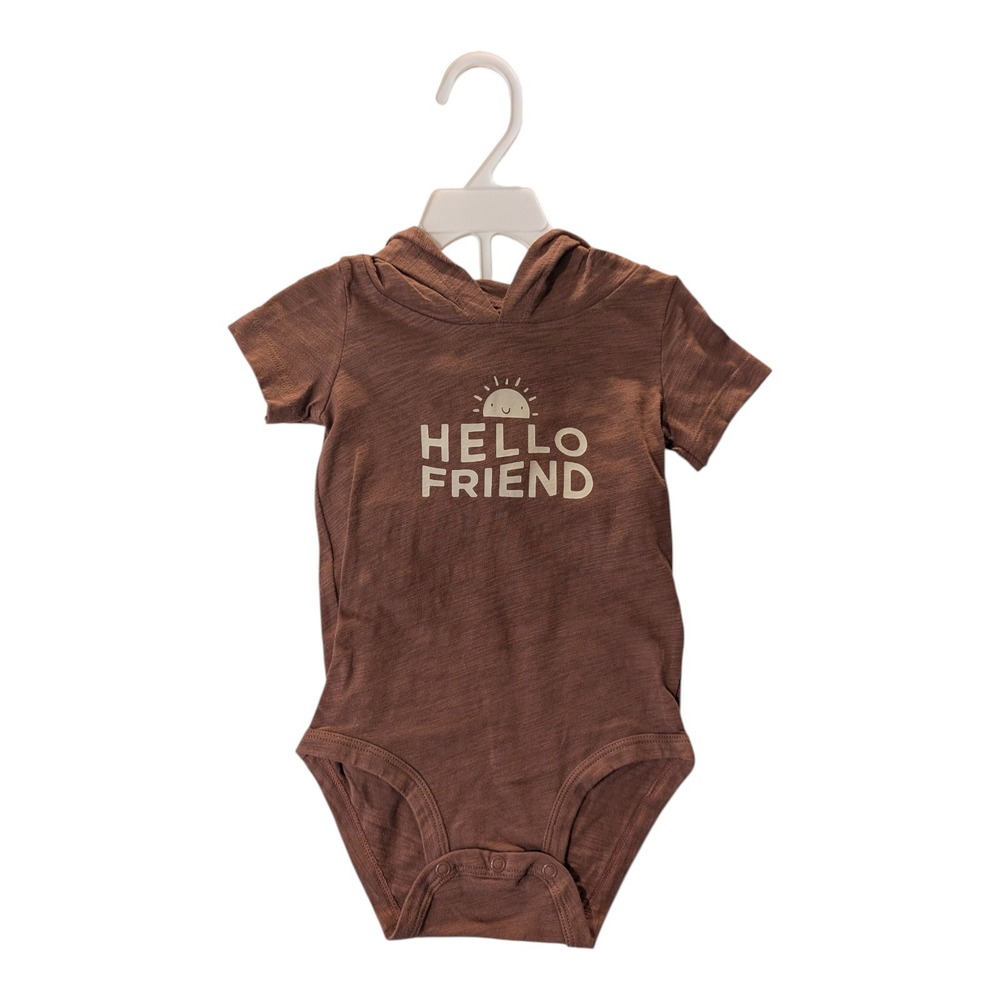 BBC-1 Carter's Hello Friend Baby Boys Bodysuit (Missing Shorts) 18m - Brown‎
